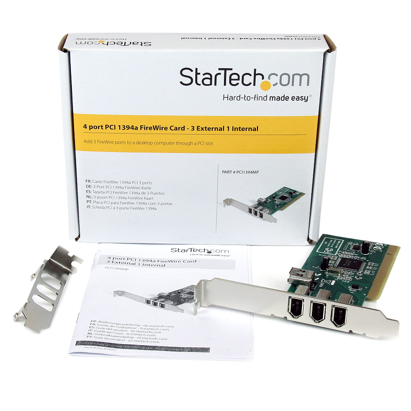 StarTech PCI1394MP 4 port PCI 1394a FireWire Adapter Card - 3 External 1 Internal